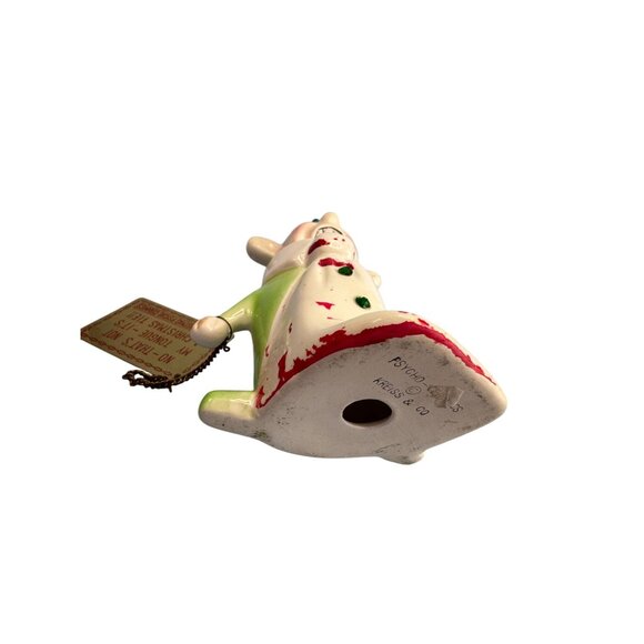 Rare Kreiss Psycho Ceramics Xmas Figurine w/ Sign Christmas Tie 1960s Japan 5" - Picture 5 of 5